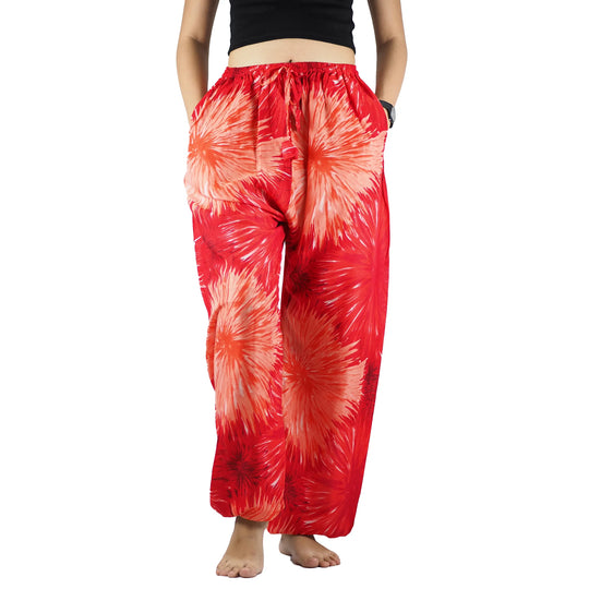 Bohotusk Red Tie Dye Genie Print Womens Harem Pants Cord Tie Waist S/M Only