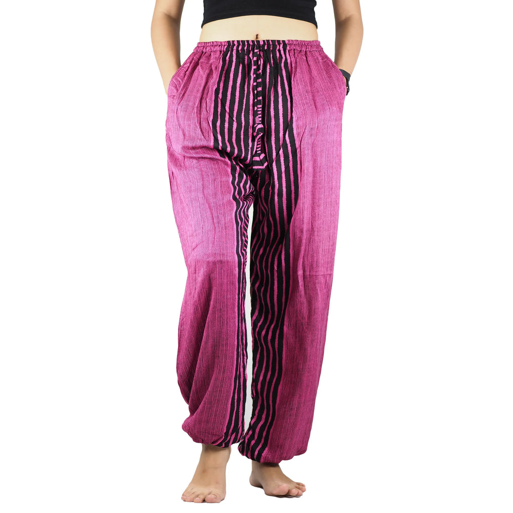 Bohotusk Pink Zebra Stripe Print Womens Harem Pants Cord Tie Waist S/M Only
