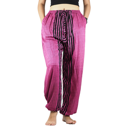 Bohotusk Pink Zebra Stripe Print Womens Harem Pants Cord Tie Waist S/M Only
