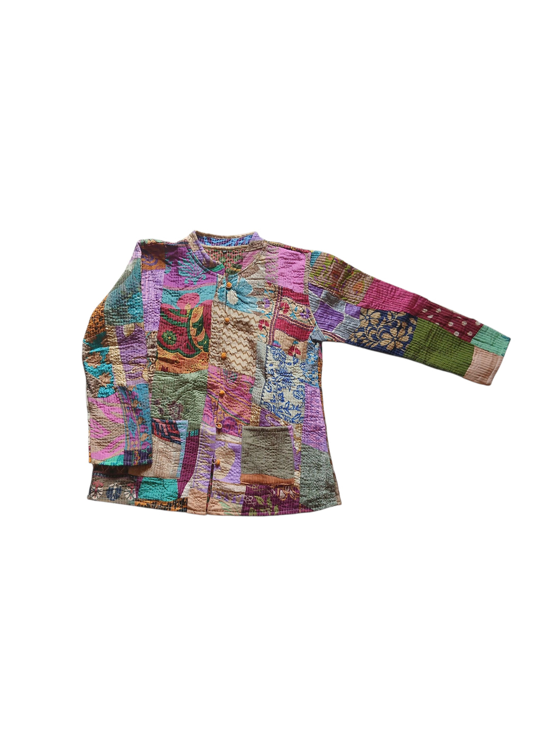 Bohotusk Patchwork Kantha Boho Bomber Jacket