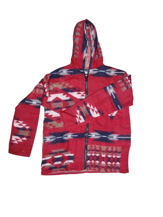 Bohotusk Aztec Pattern Lightweight Fleece Hooded Jacket