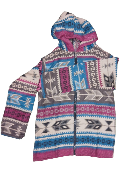 Bohotusk Aztec Pattern Lightweight Fleece Hooded Jacket