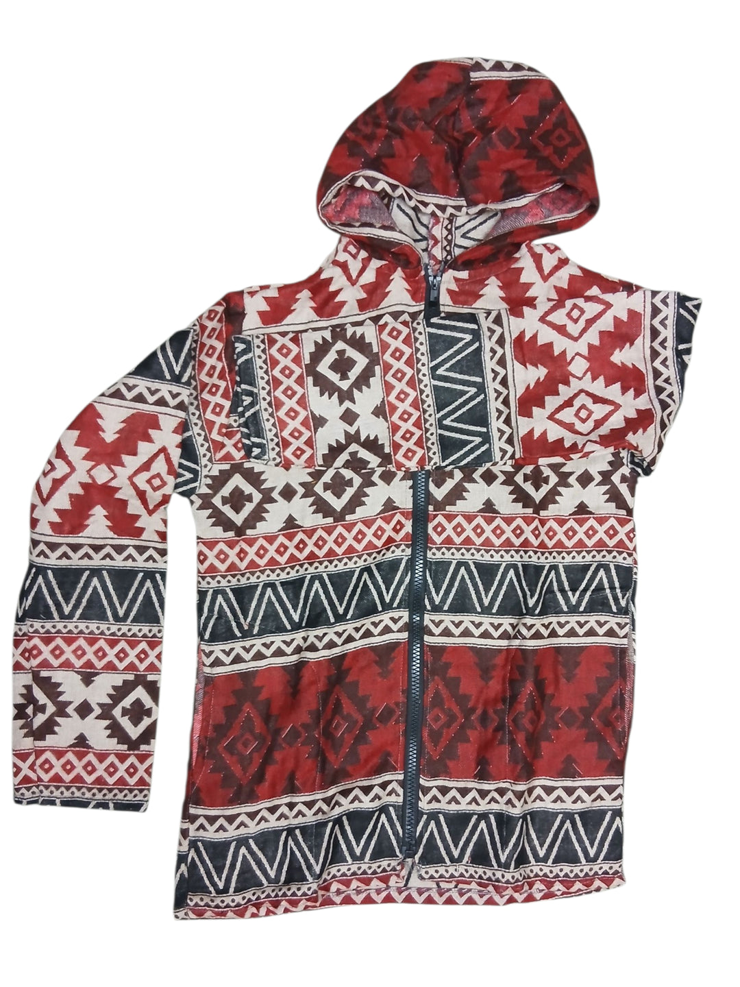 Bohotusk Aztec Pattern Lightweight Fleece Hooded Jacket