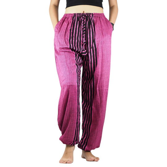 Bohotusk Pink Zebra Stripe Print Womens Harem Pants Cord Tie Waist S/M Only
