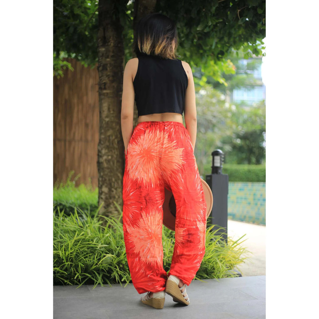 Bohotusk Red Tie Dye Genie Print Womens Harem Pants Cord Tie Waist S/M Only