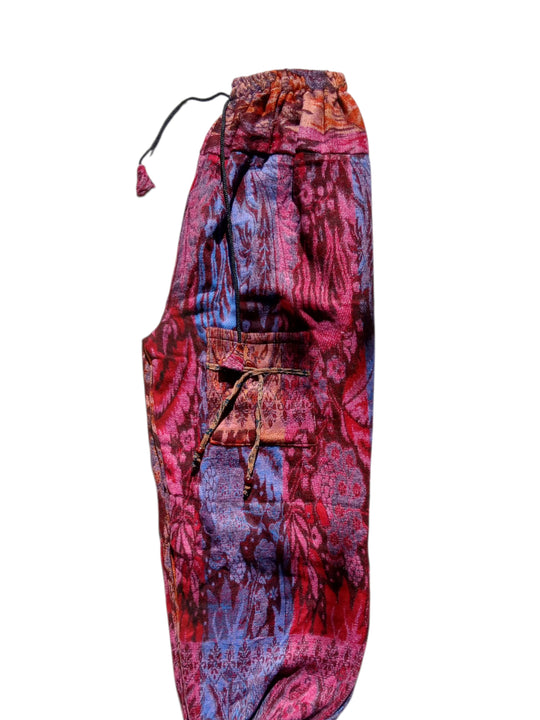 Bohotusk Pink Purple Coral Reef Fleece Harem Pants One Size