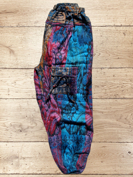 Bohotusk Blue Purple Coral Reef Fleece Harem Pants One Size