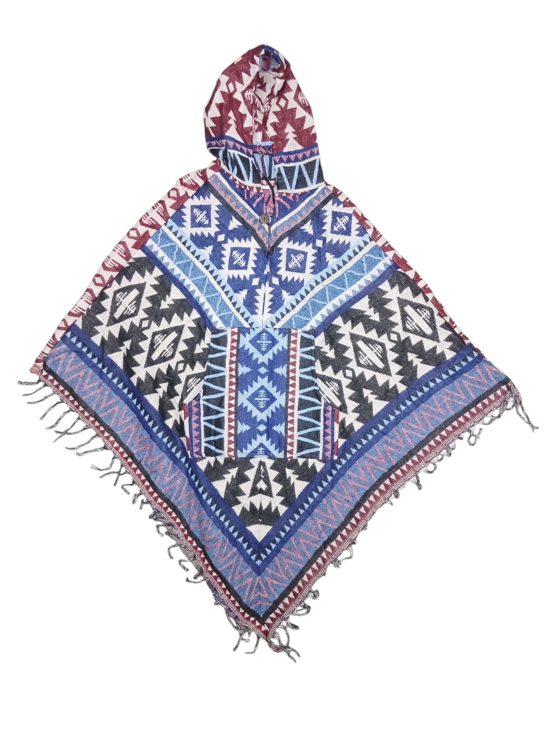 Purple Blue Arrow Design Supersoft Woollen Poncho