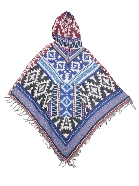 Purple Blue Arrow Design Supersoft Woollen Poncho