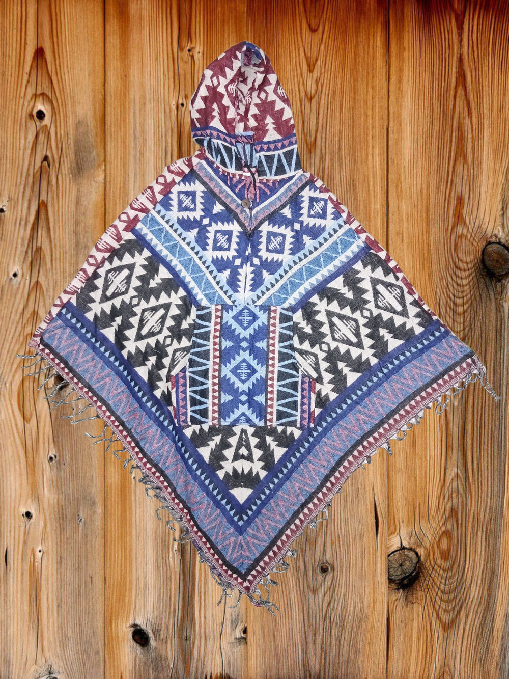 Purple Blue Arrow Design Supersoft Woollen Poncho