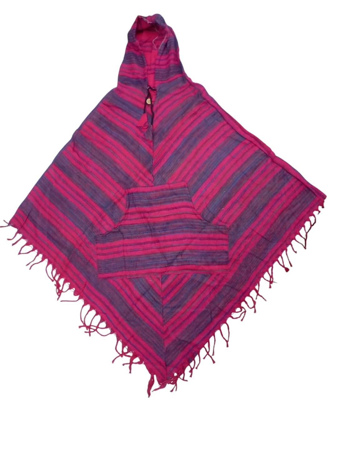 Pink Stripe Woollen Poncho