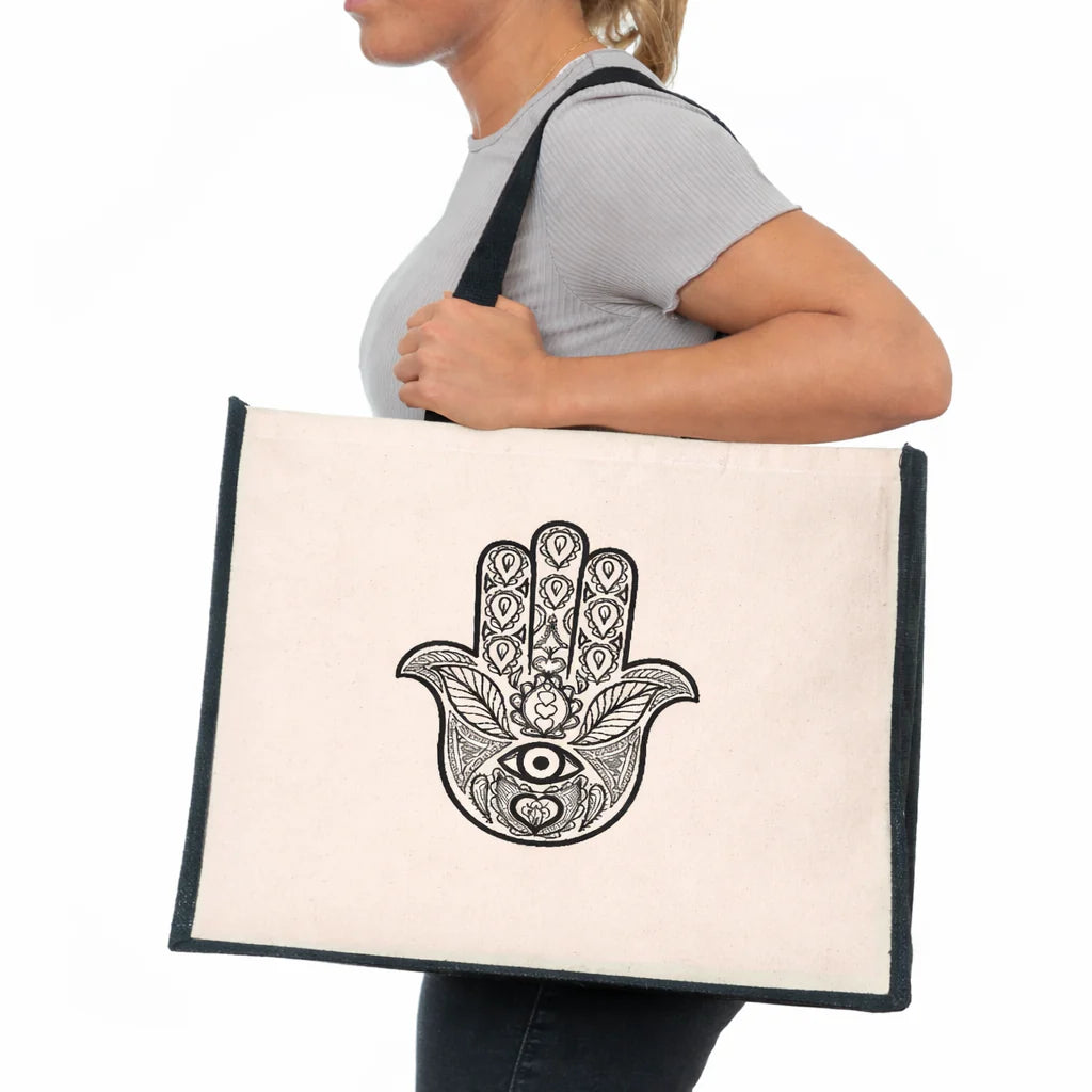 Good Vibes Jute Canvas Tote Bag
