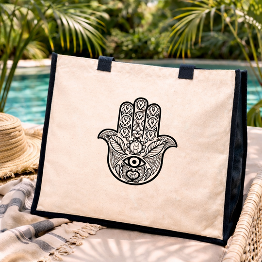 All Seeing Hand Jute Canvas Tote Bag
