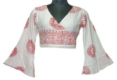 Bohotusk Oriental Patterned Wrap Around Long Sleeved Top