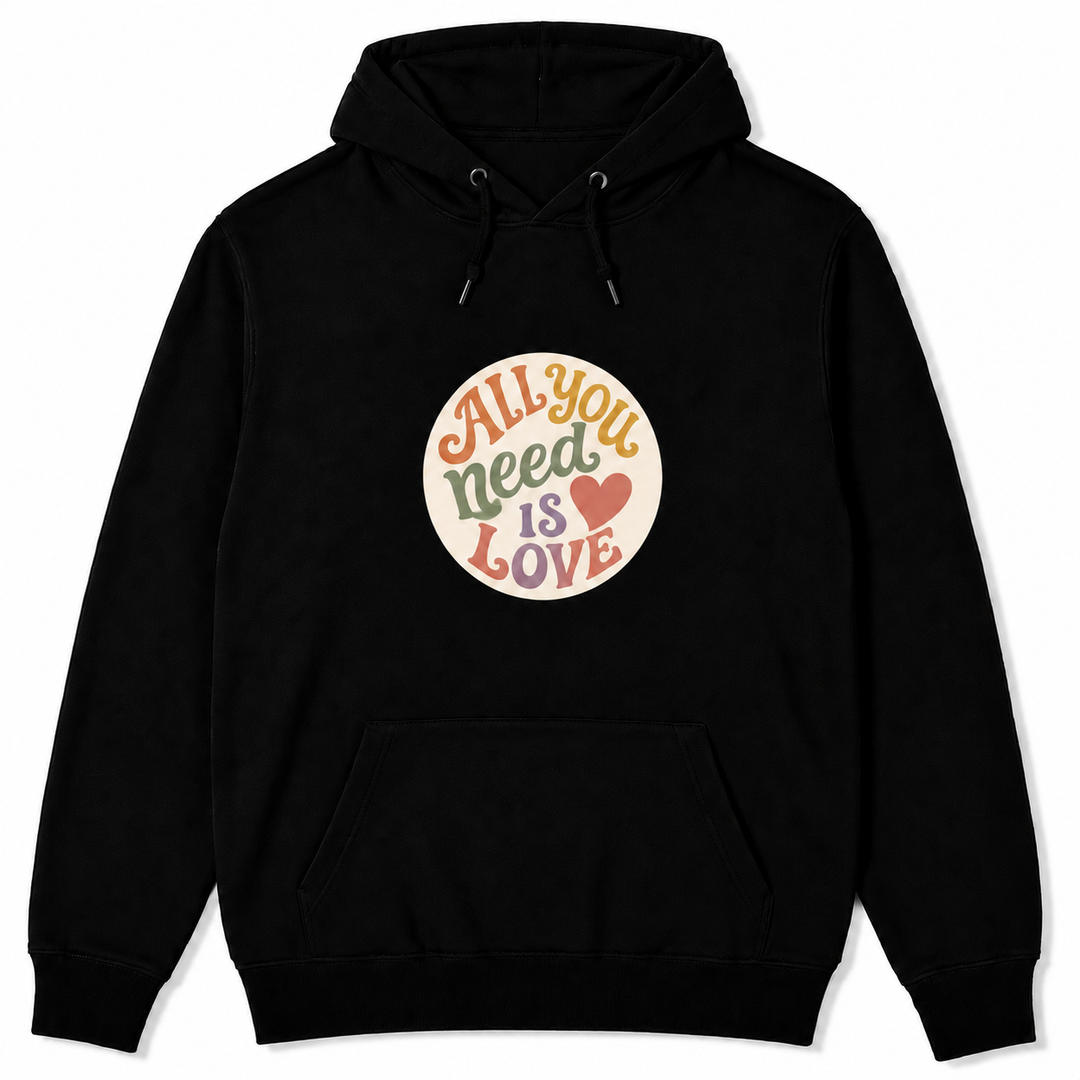 Bohotusk Mens All You Need is Love Cotton Hoodie 6 Colours S - 2XL (UK 8 - 20)