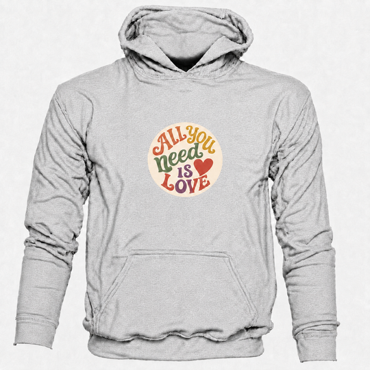 Bohotusk Mens All You Need is Love Cotton Hoodie 6 Colours S - 2XL (UK 8 - 20)