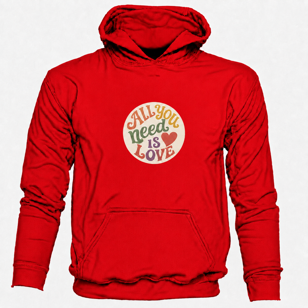 Bohotusk Mens All You Need is Love Cotton Hoodie 6 Colours S - 2XL (UK 8 - 20)