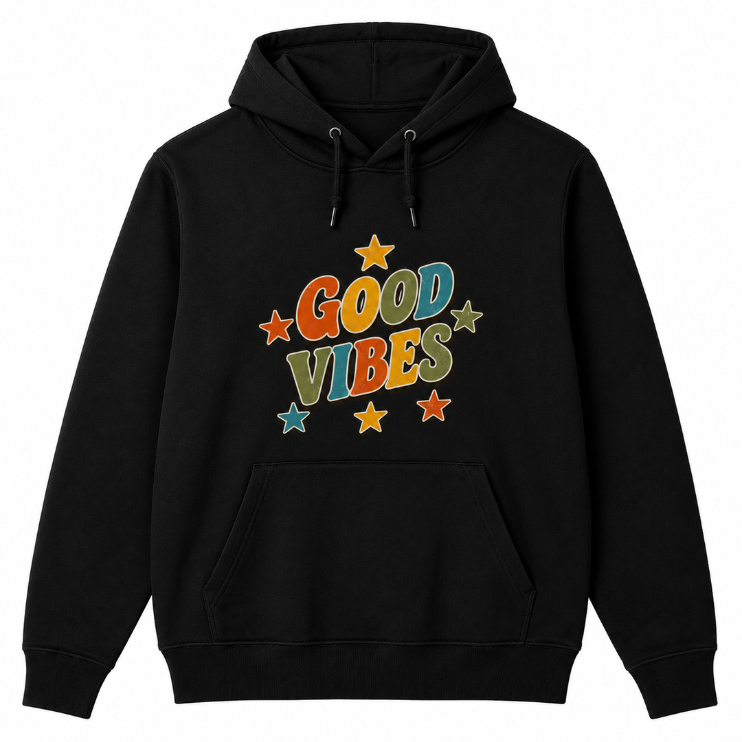 Bohotusk Good Vibes Cotton Black Hoodie S - 2XL (UK 8 - 20)