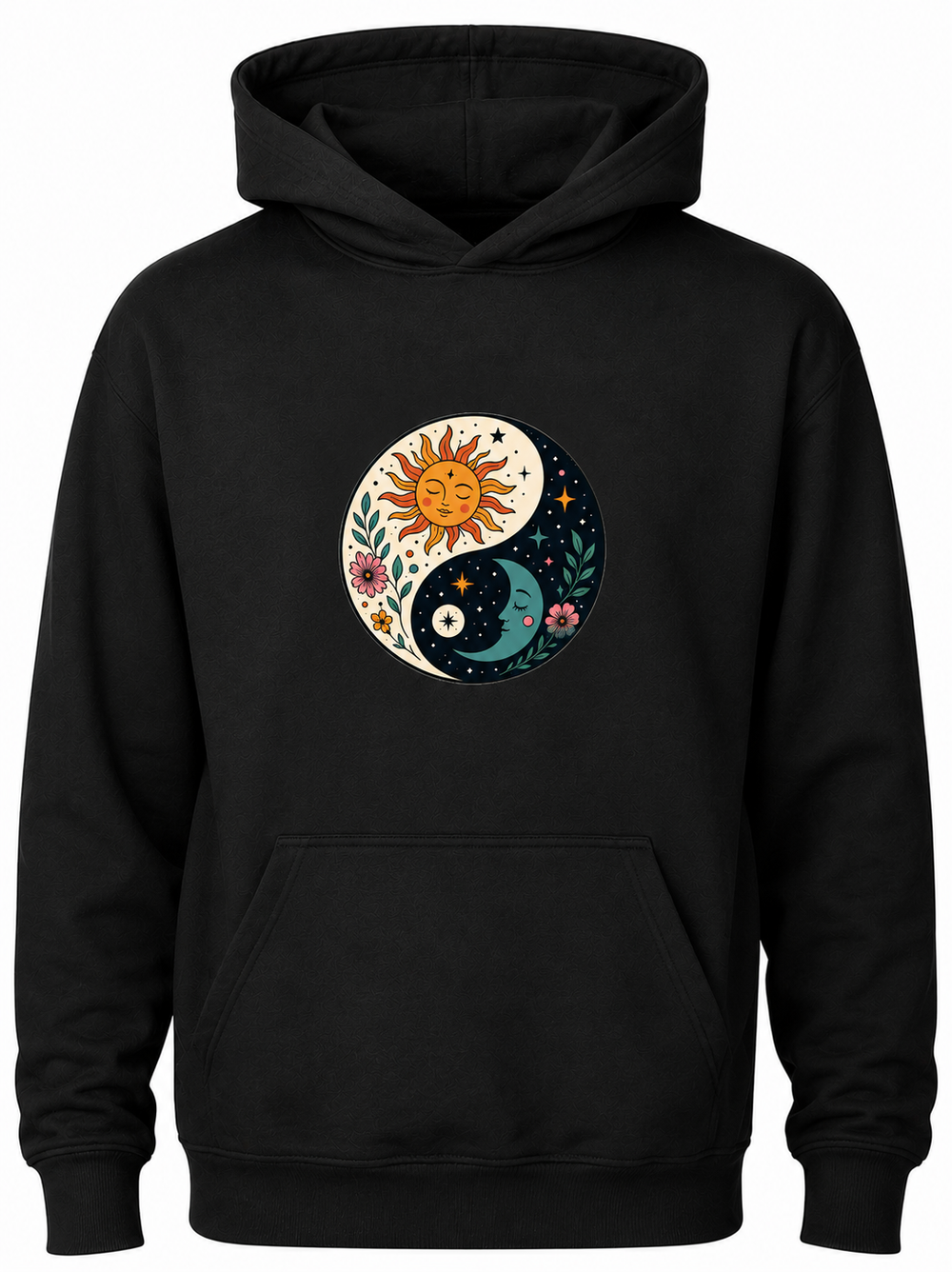 Bohotusk Ying Yang Cotton Black Hoodie S - 2XL (UK 8 - 20)