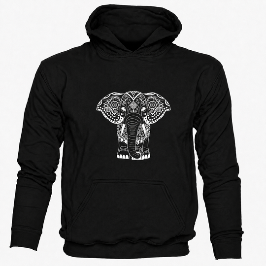 Bohotusk Elephant Print Cotton Hoodie 6 Colours S - 2XL (UK 8 - 20)