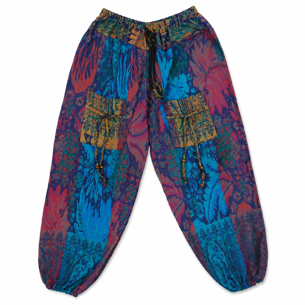 Bohotusk Blue Purple Coral Reef Fleece Harem Pants One Size