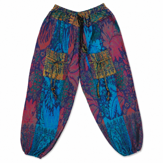 Bohotusk Blue Purple Coral Reef Fleece Harem Pants One Size