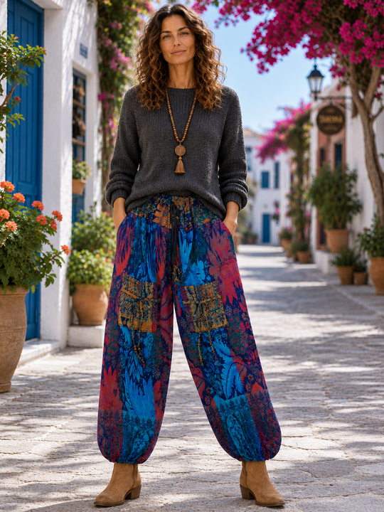 Bohotusk Blue Purple Coral Reef Fleece Harem Pants One Size