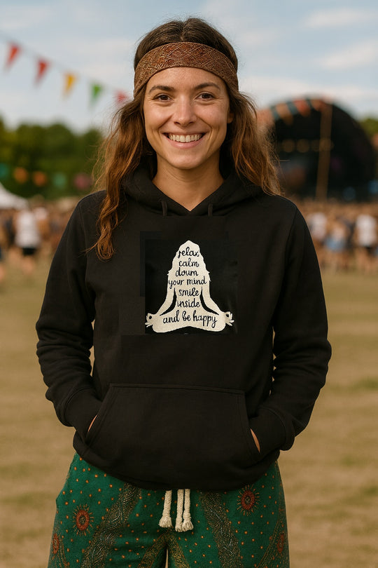 Bohotusk Yoga Pose Black Hoodie S - 2XL (UK 8 - 20)