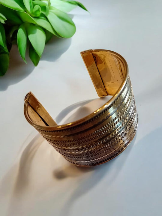 Bohotusk Layered Adjustable Cuff Brass Bangle Bracelet