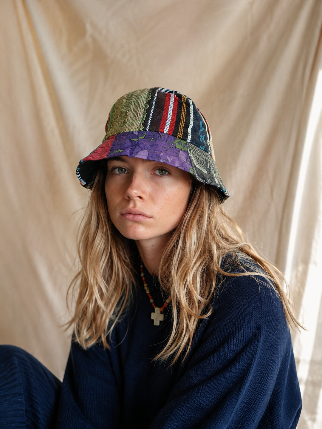 Bohotusk Hemp Patchwork Festival Bucket Hat