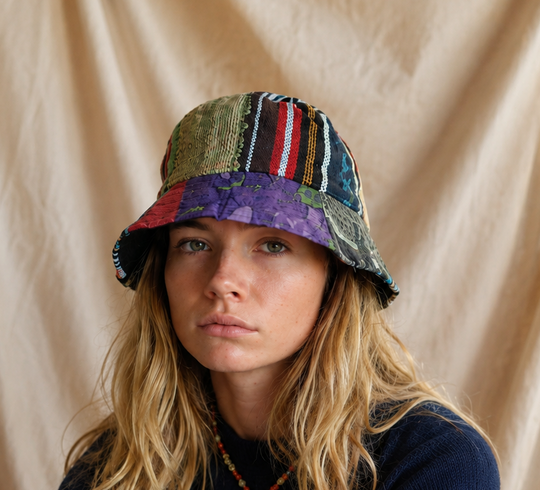 Bohotusk Hemp Patchwork Festival Bucket Hat