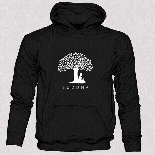 Bohotusk Mens Buddha Under a Tree Cotton Hoodie 6 Colours S - 2XL (UK 8 - 20)