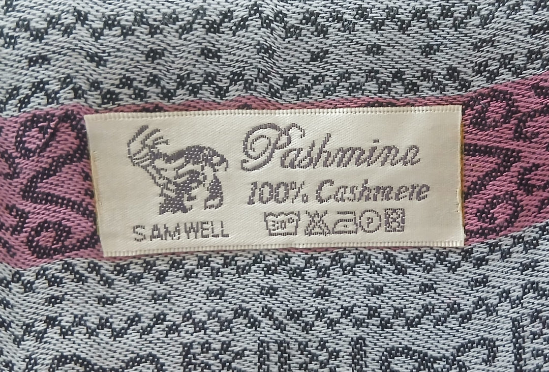 Bohotusk Grey Marl Elephant Print 26 Cashmere Pashmina 200 x 75cm