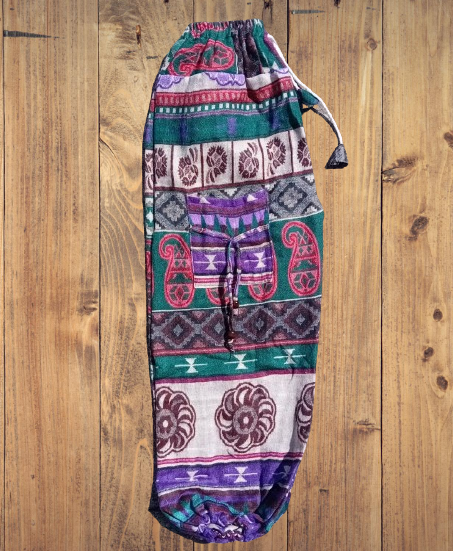 Bohotusk Purple Green Beige Fossil Fleece Harem Pants