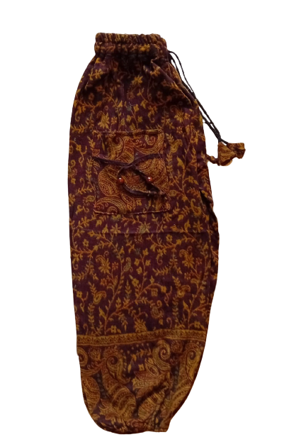 Bohotusk Brown Paisley Fleece Harem Pants