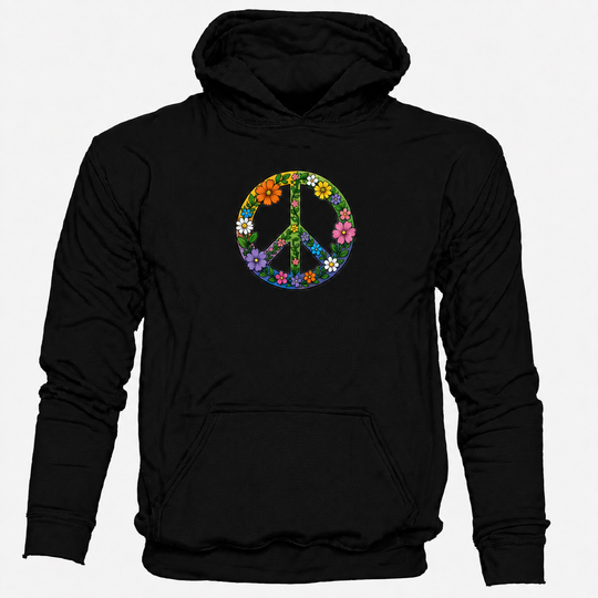 Bohotusk Mens Flower Power Cotton Hoodie 6 Colours S - 2XL (UK 8 - 20)