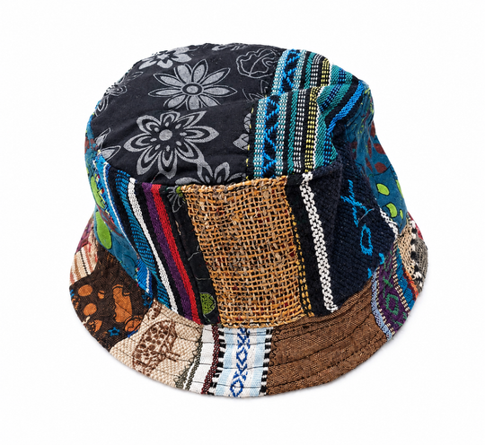 Bohotusk Hemp Patchwork Festival Bucket Hat