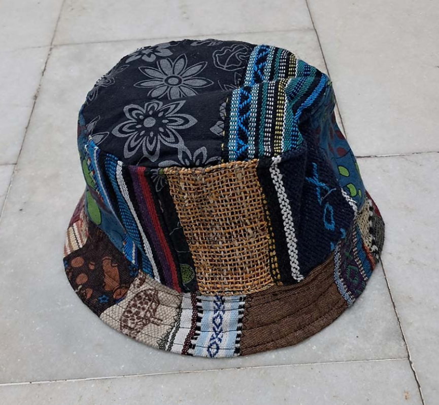 Bohotusk Hemp Patchwork Festival Bucket Hat