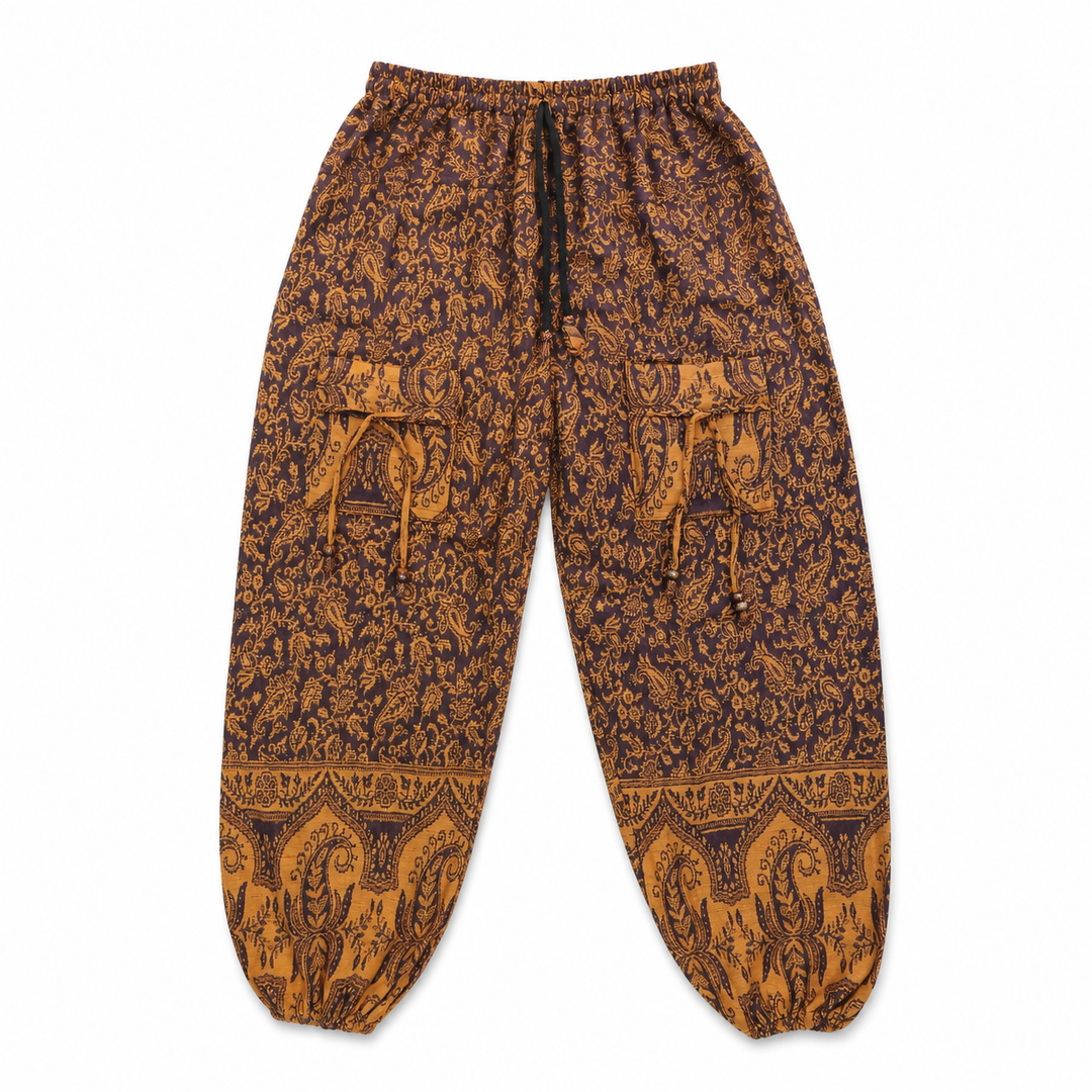 Bohotusk Brown Paisley Fleece Harem Pants