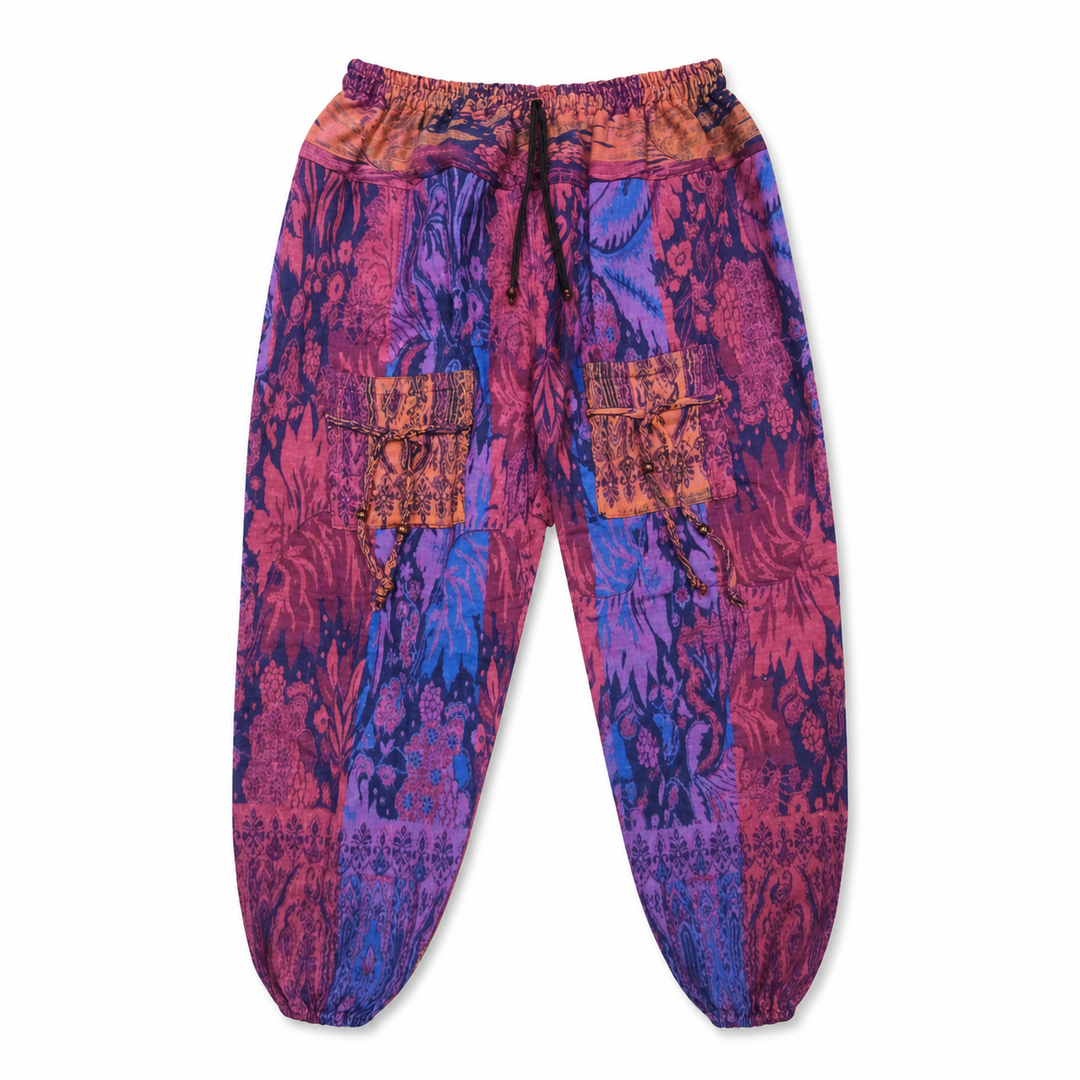 Bohotusk Pink Purple Coral Reef Fleece Harem Pants One Size