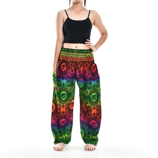 Bohotusk Elephant Rasta Elasticated Smocked Waist Womens Harem Pants S/M Only