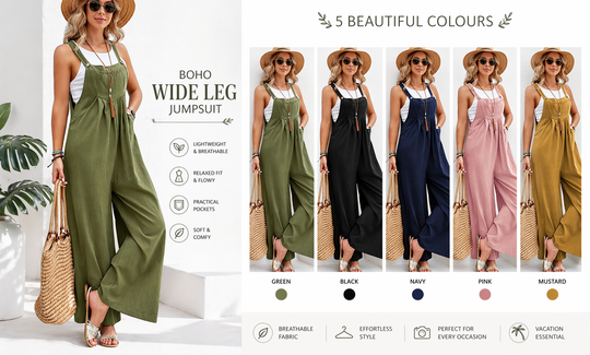 Boho Sleeveless Long Length Navy Blue Petit Jumpsuit Dungarees S - LXL