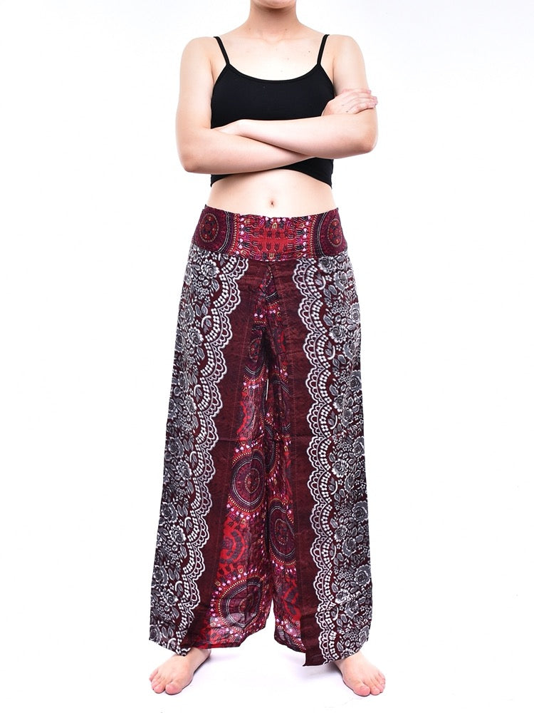 Bohotusk Red Sun Beam Womens Palazzo Pants S/M (UK 8 - 12)