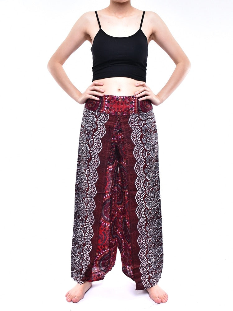 Bohotusk Red Sun Beam Womens Palazzo Pants S/M (UK 8 - 12)