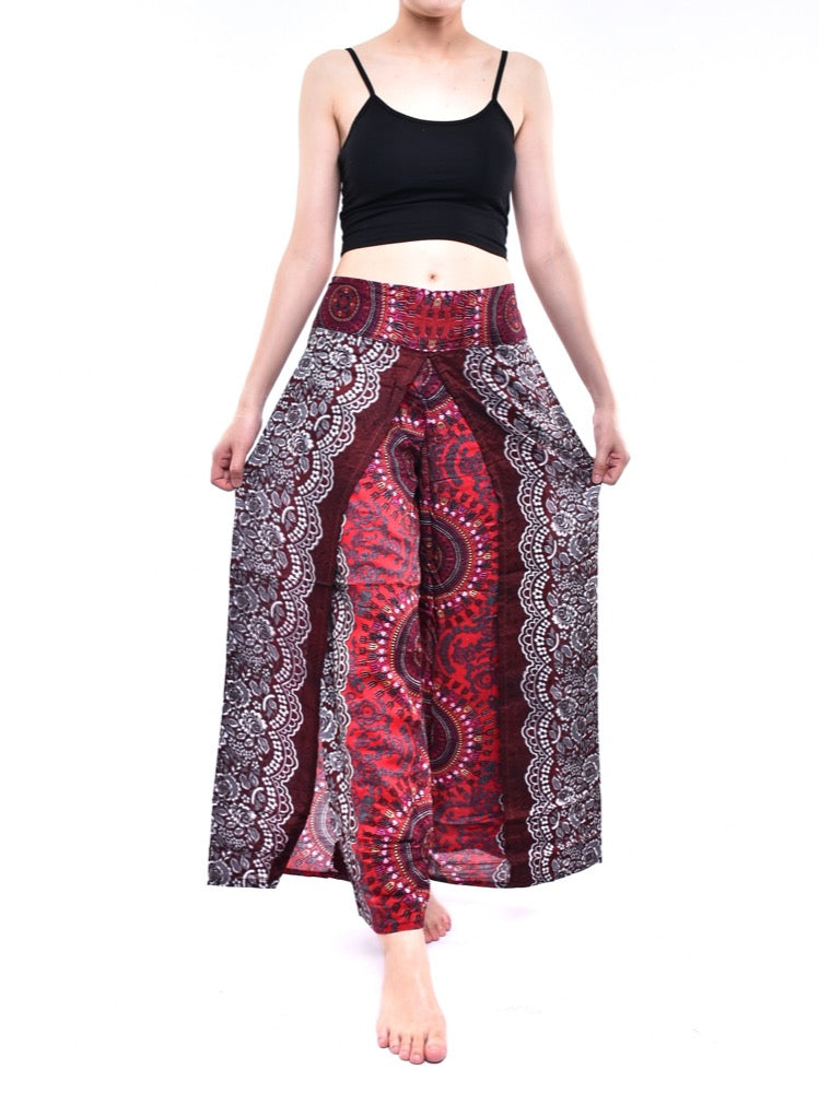 Bohotusk Red Sun Beam Womens Palazzo Pants S/M (UK 8 - 12)