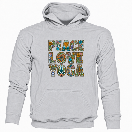 Bohotusk Peace Love Yoga Cotton Hoodie 6 Colours S - 2XL (UK 8 - 20)