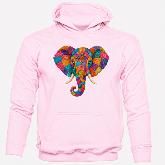 Bohotusk Patchwork Elephant Cotton Black Hoodie S - 2XL (UK 8 - 20)