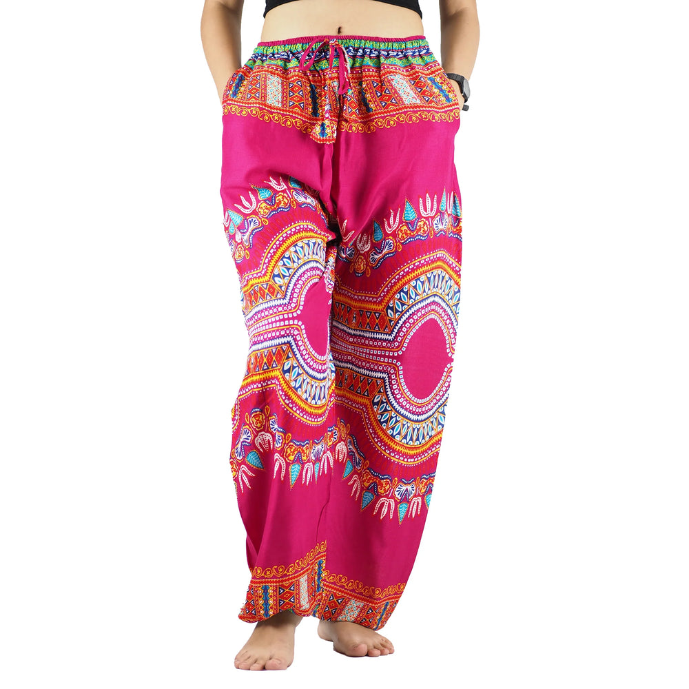 Bohotusk Pink Regue Print Womens Harem Pants Cord Tie Waist S/M Only