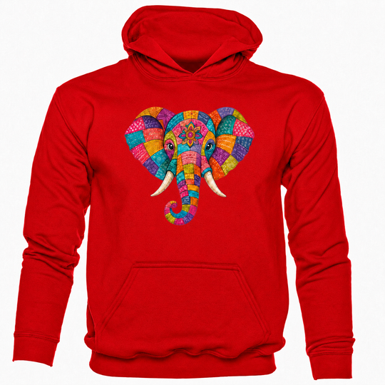Bohotusk Patchwork Elephant Cotton Black Hoodie S - 2XL (UK 8 - 20)