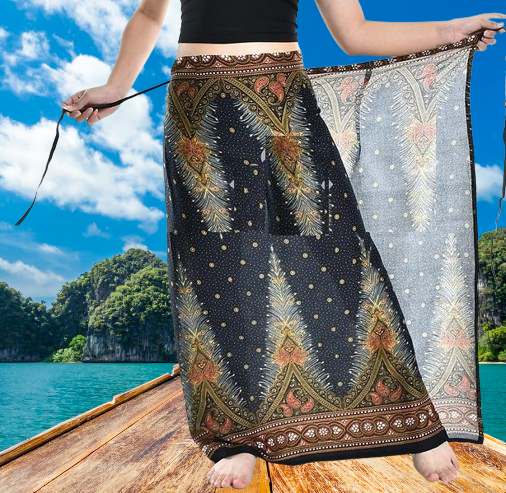 Bohotusk Black Gold Fern Sarong Super Soft 150cm x 110 cms